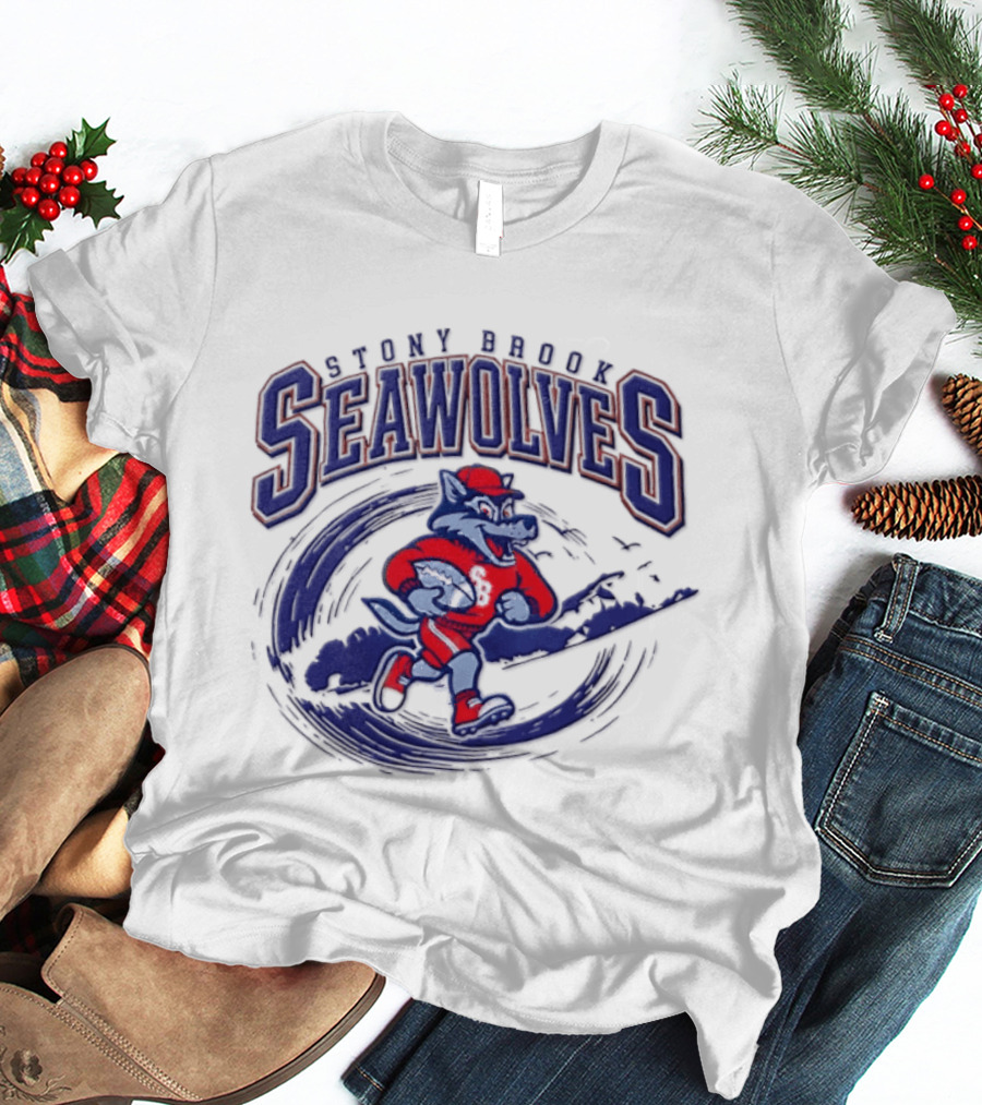 Stony Brook Seawolves Mascot Football Sportswear T-Shirt