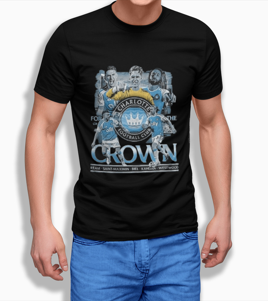 Charlotte Football Club Crown Ream Saint Maximin Biel Kahlina Westwood Players Celebrating T-Shirt