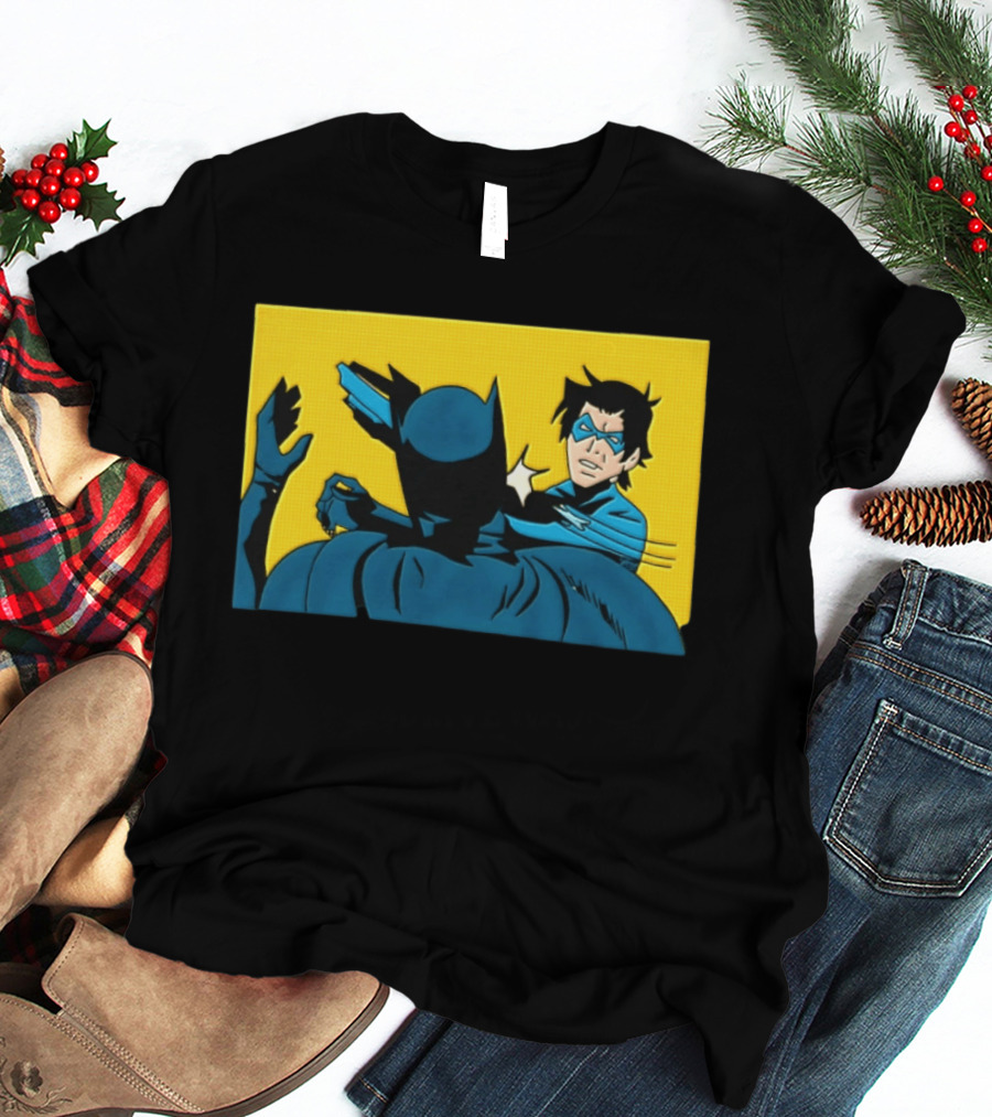 Nightwing Slapping Batman Meme Comic Panel Yellow T-Shirt