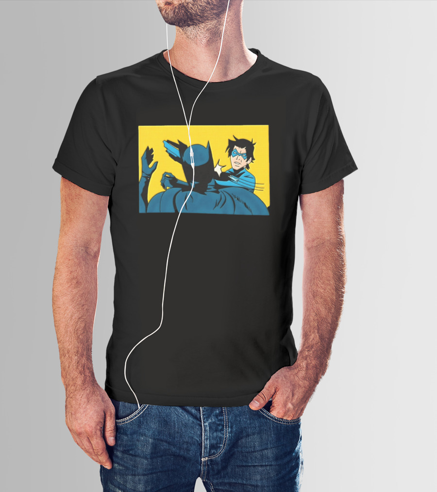Nightwing Slapping Batman Meme Comic Panel Yellow T-Shirt