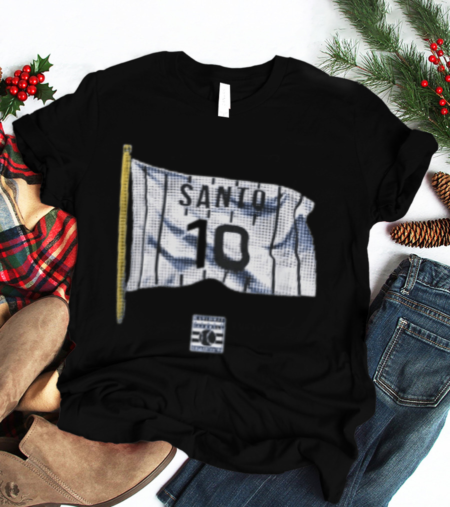 Santo 10 Baseball Hall Of Fame Pinstripe Flag T-Shirt