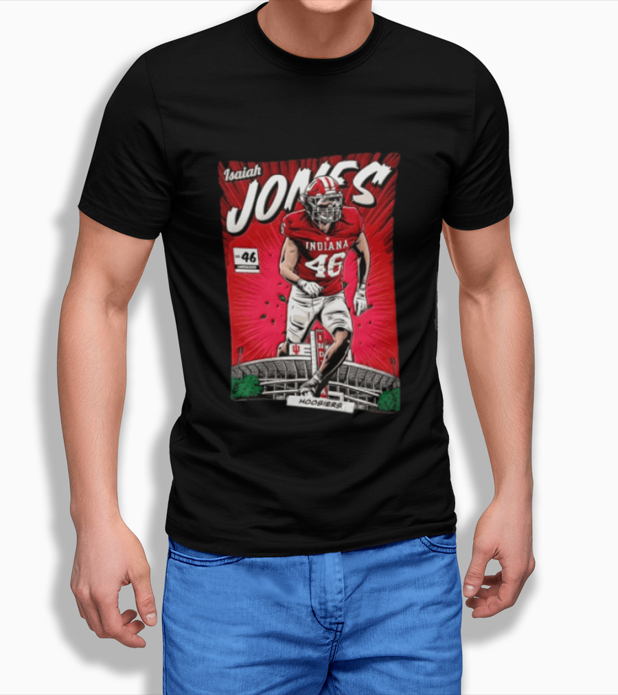 Indiana Hoosiers #46 Isaiah Jones Comic Stadium Edition T-Shirt