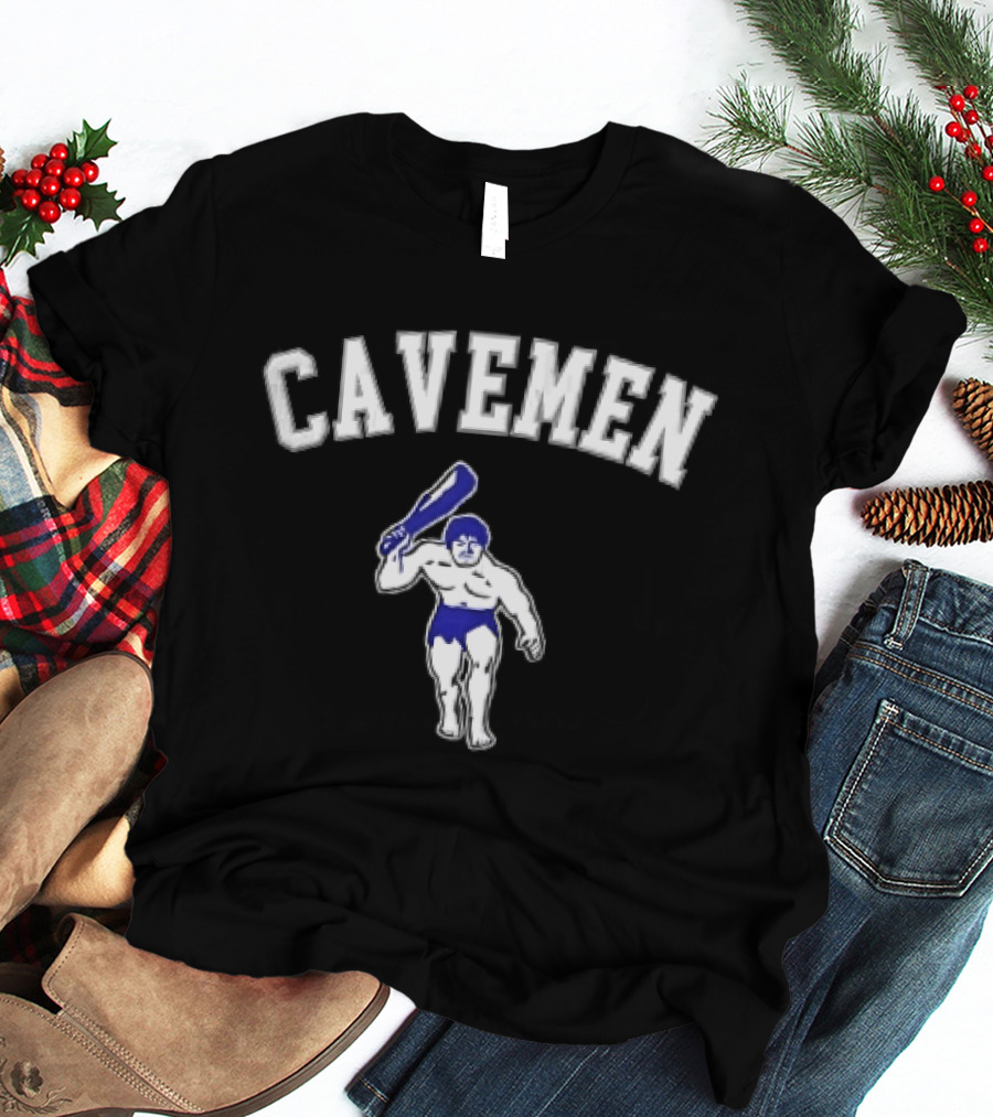 Cavemen Muscular Prehistoric Man Holding Wooden Club T-Shirt