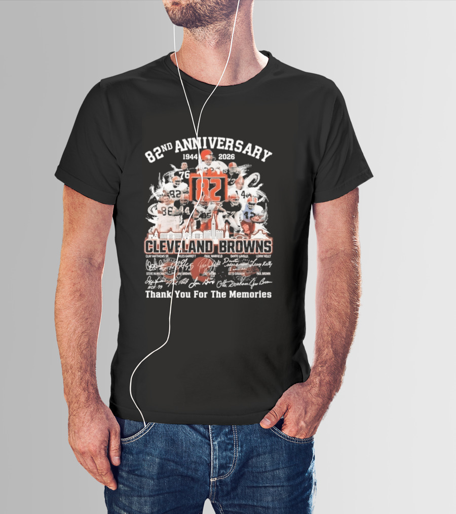 Cleveland Browns 82nd Anniversary 1944 2026 Thank You For The Memories Signatures T-Shirt