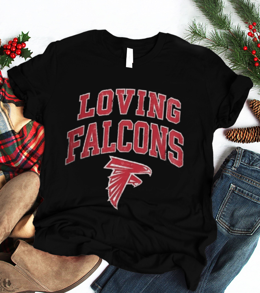 Loving Falcons Distressed Arched Varsity Bird T-Shirt