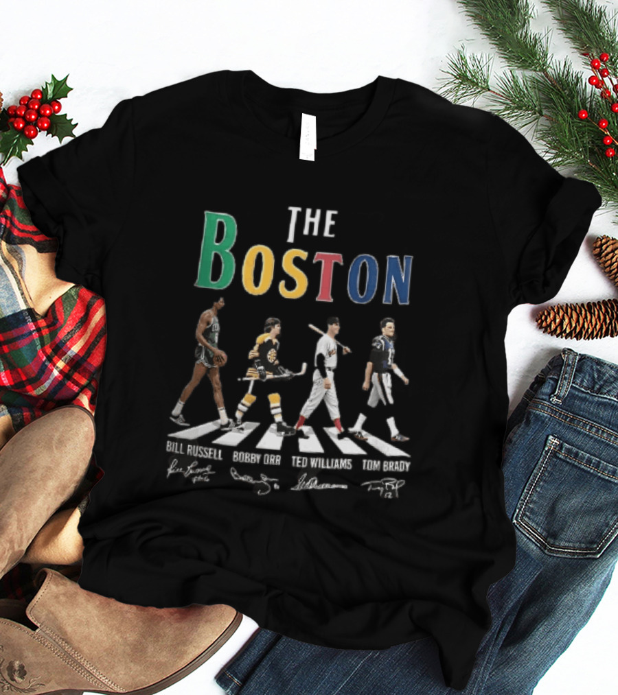 The Boston Bill Russell Bobby Orr Ted Williams Tom Brady Abbey Road Crosswalk Sports Legends T-Shirt