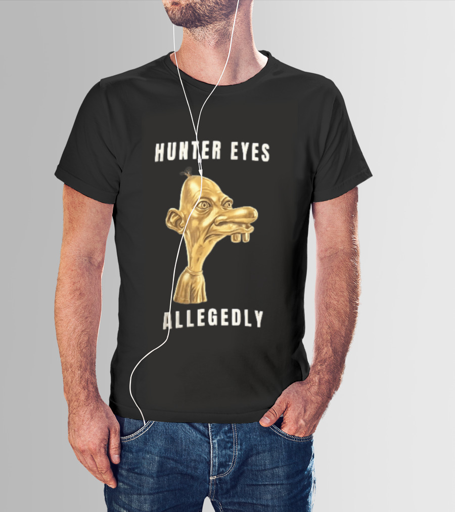 Hunter Eyes Allegedly 3D Golden Manny Caricature Head T-Shirt