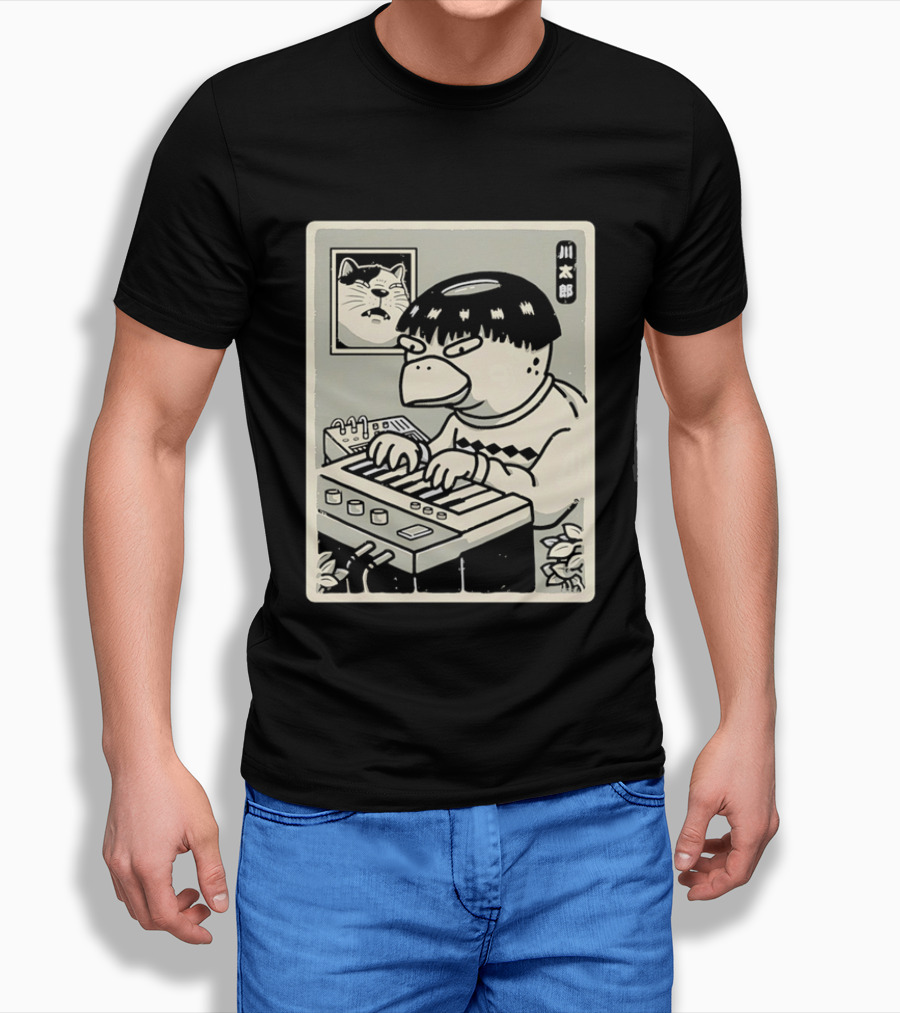 Yokai Synths Kappa Playing Keyboard Japanese Monster T-Shirt
