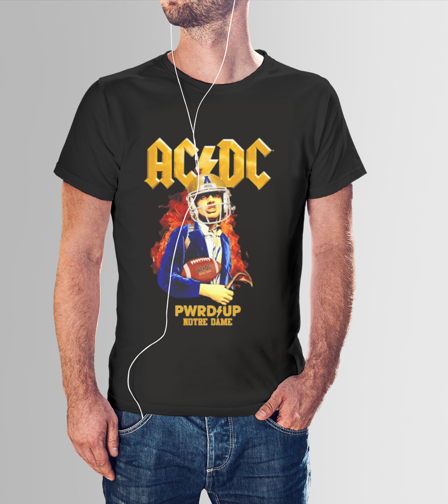 ACDC PWR UP Notre Dame Irish Football T-Shirt