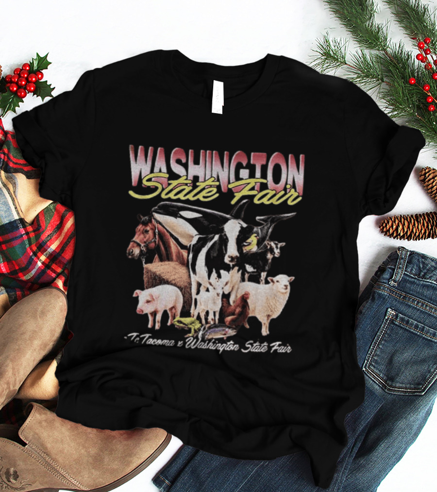 Washington State Fair Puyallup Tacoma Orca Cow Horse Sheep Pig Chicken Goat Frog Fish T-Shirt