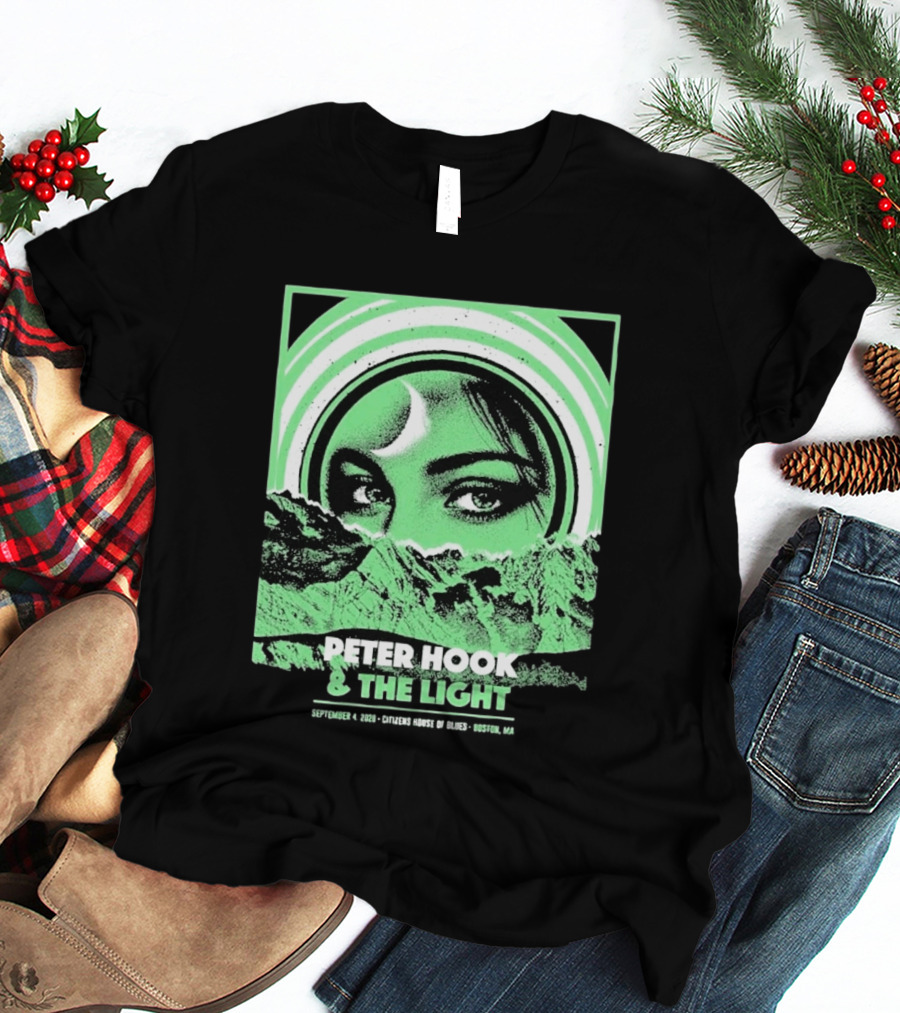 Peter Hook And The Light Boston MA Citizens House Of Blues September 4 2026 Event Crescent Moon Woman's Eyes Green Mountains T-Shirt