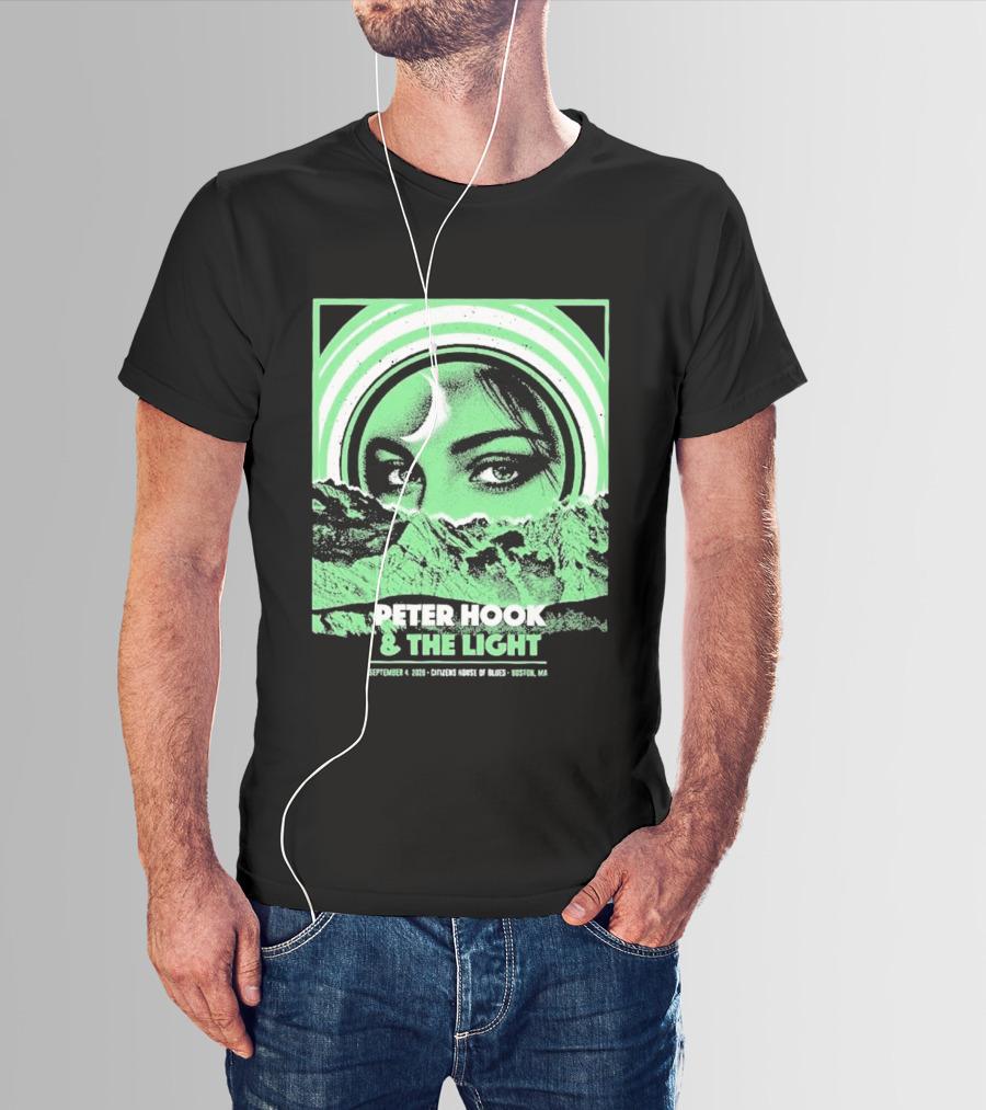 Peter Hook And The Light Boston MA Citizens House Of Blues September 4 2026 Event Crescent Moon Woman's Eyes Green Mountains T-Shirt