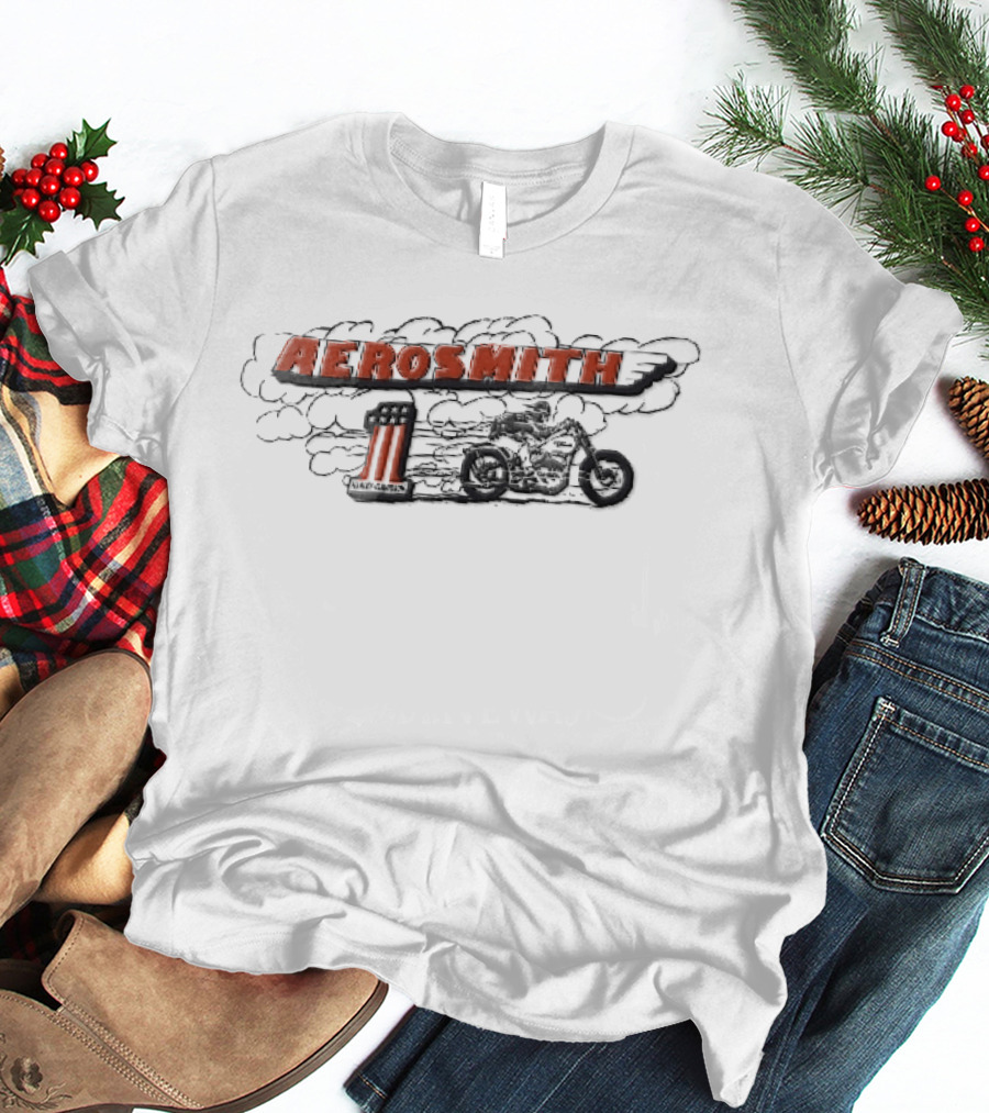 Aerosmith Harley Davidson Motorcycle Rider Speeding Clouds 1 T-Shirt