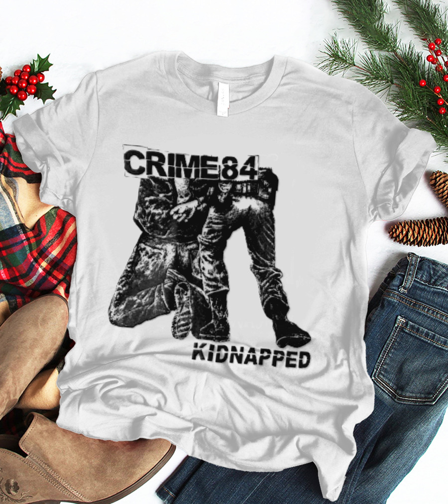 Crime 84 Kidnapped Kneeling Handcuffed Person Police Officer Sketch T-Shirt