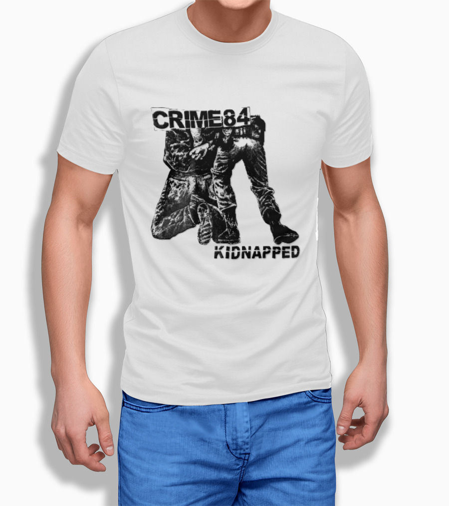 Crime 84 Kidnapped Kneeling Handcuffed Person Police Officer Sketch T-Shirt