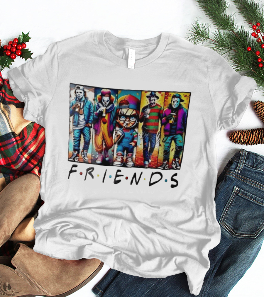 Friends TV Show Horror Movie Characters Coffee Cartoon T-Shirt