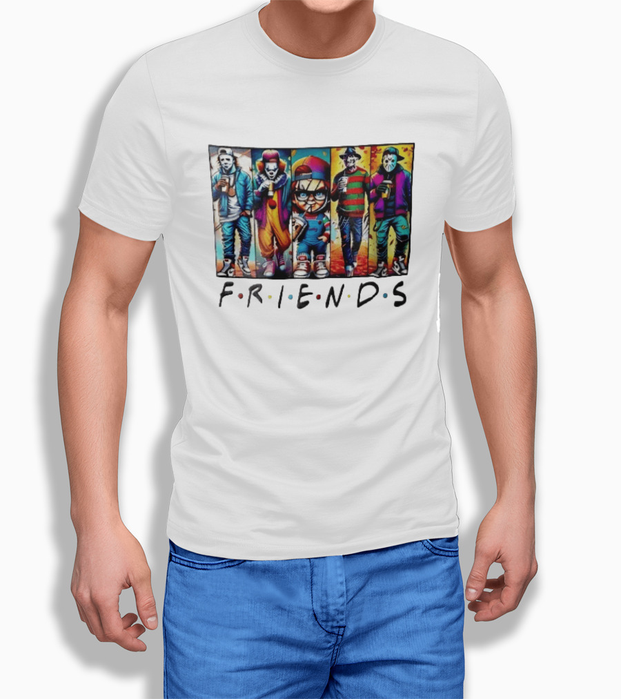 Friends TV Show Horror Movie Characters Coffee Cartoon T-Shirt