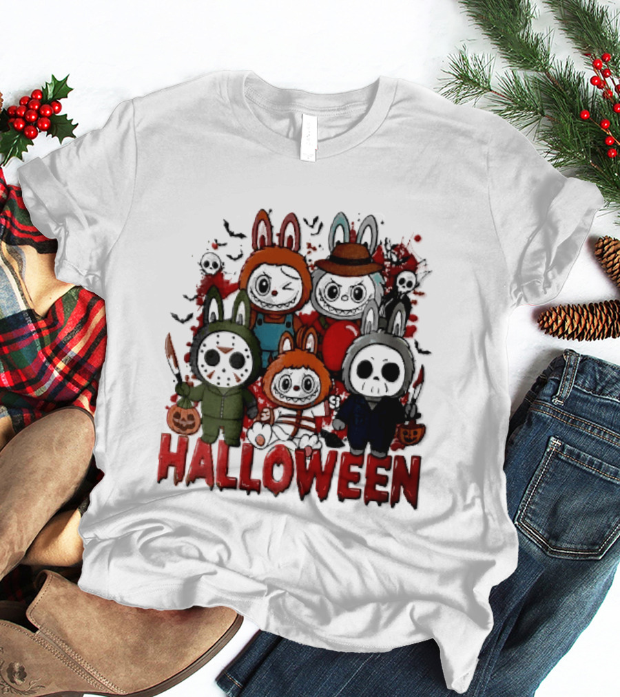 Halloween Cartoon Bunny Horror Characters Costumes Scary Masks T-Shirt