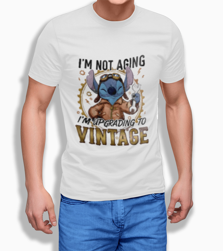 I'm Not Aging I'm Upgrading To Vintage Stitch With Wrench And Goggles T-Shirt