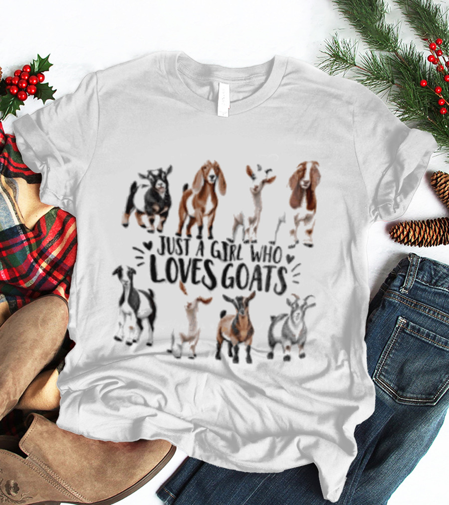 Just A Girl Who Loves Goats With Cute Goat Illustrations T-Shirt