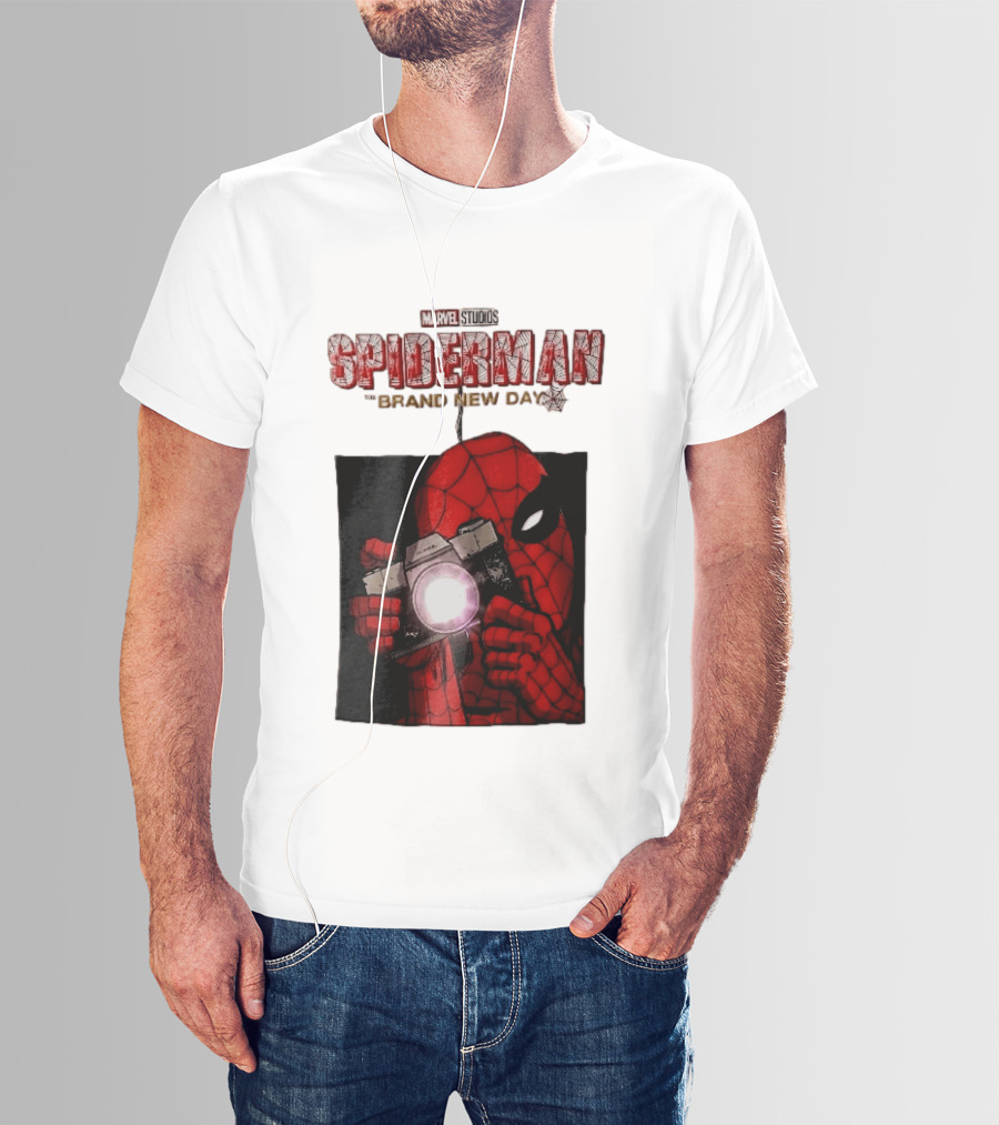 Marvel Studios Spiderman The Brand New Day Masked Hero Camera Flash T-Shirt