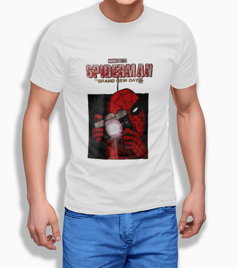 Marvel Studios Spiderman The Brand New Day Masked Hero Camera Flash T-Shirt