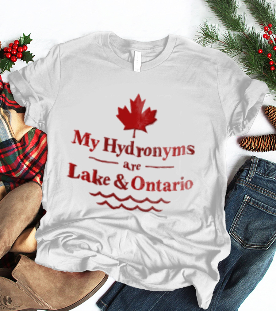 My Hydronyms Are Lake And Ontario Maple Leaf Waves T-Shirt