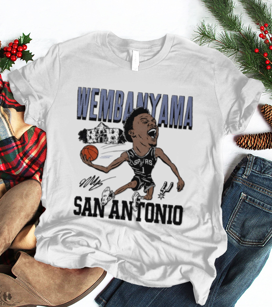 Wembanyama San Antonio Spurs Basketball NBA Caricature T-Shirt