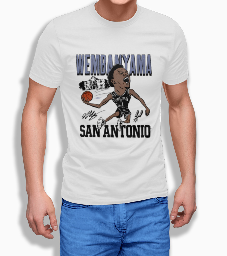 Wembanyama San Antonio Spurs Basketball NBA Caricature T-Shirt