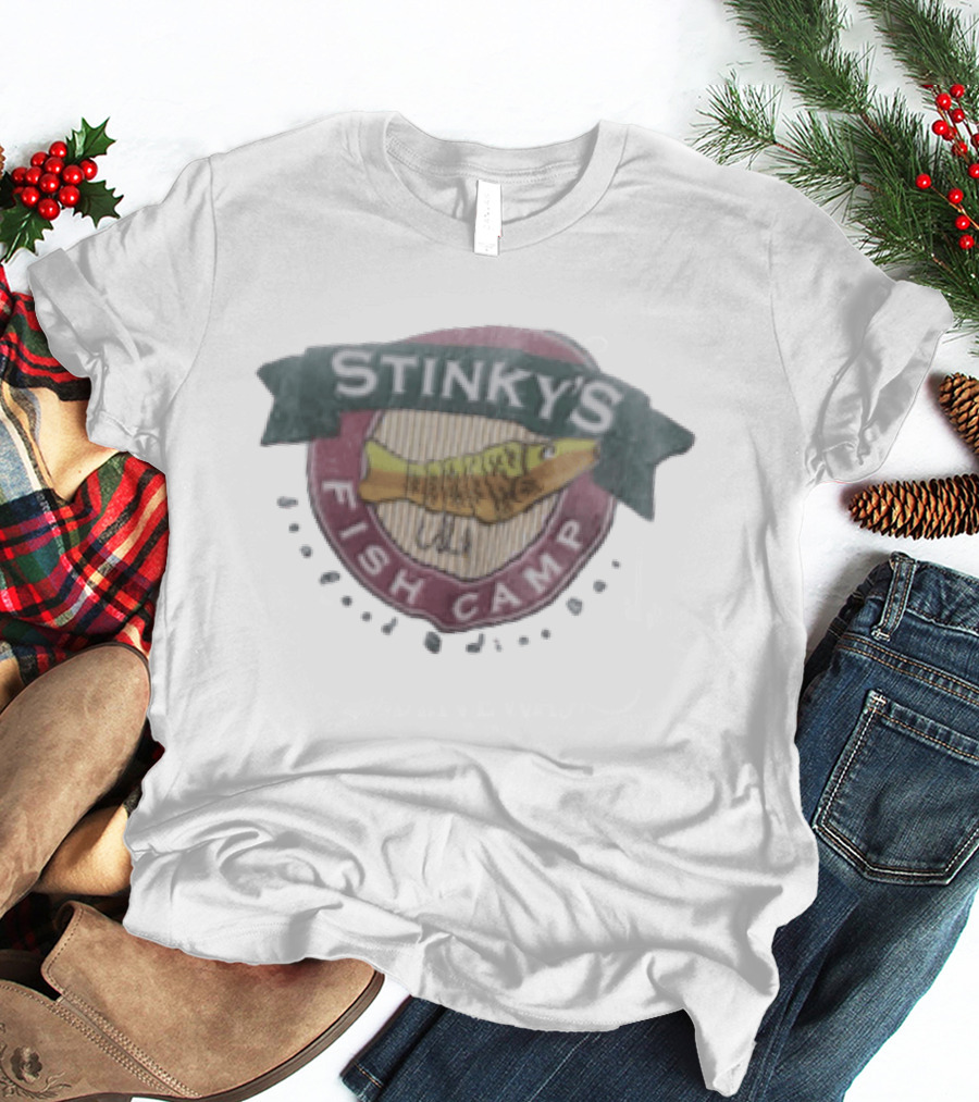 Stinky's Fish Camp Seafood And Wine Bar Logo With Fish T-Shirt