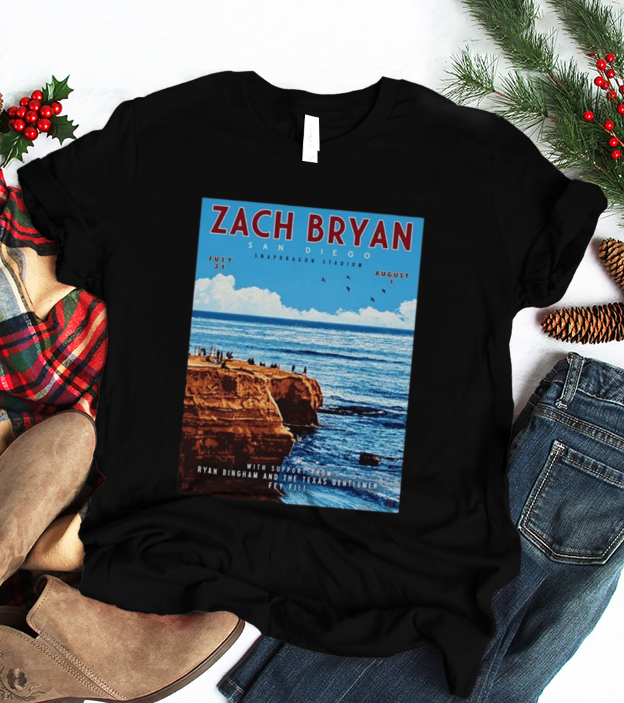 Zach Bryan San Diego Snapdragon Stadium July 31 August 1 With Support From Ryan Bingham The Texas Gentlemen Feu Fei T-Shirt