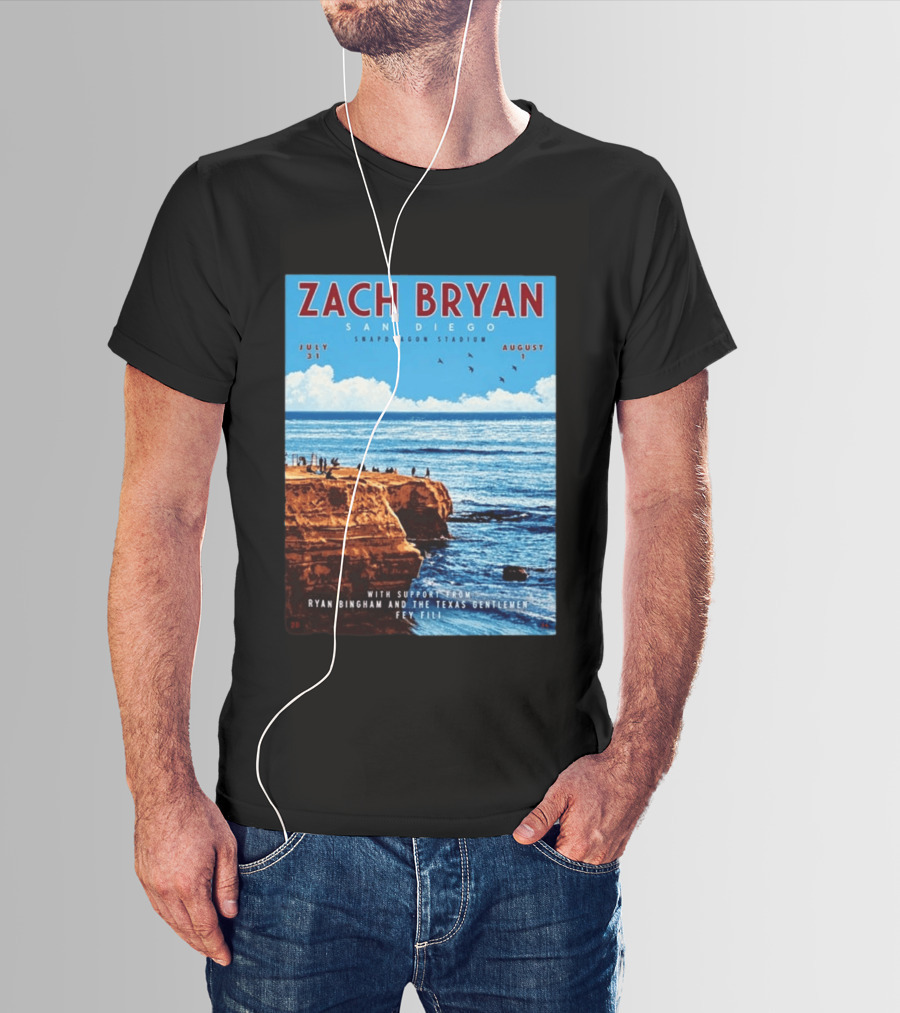 Zach Bryan San Diego Snapdragon Stadium July 31 August 1 With Support From Ryan Bingham The Texas Gentlemen Feu Fei T-Shirt