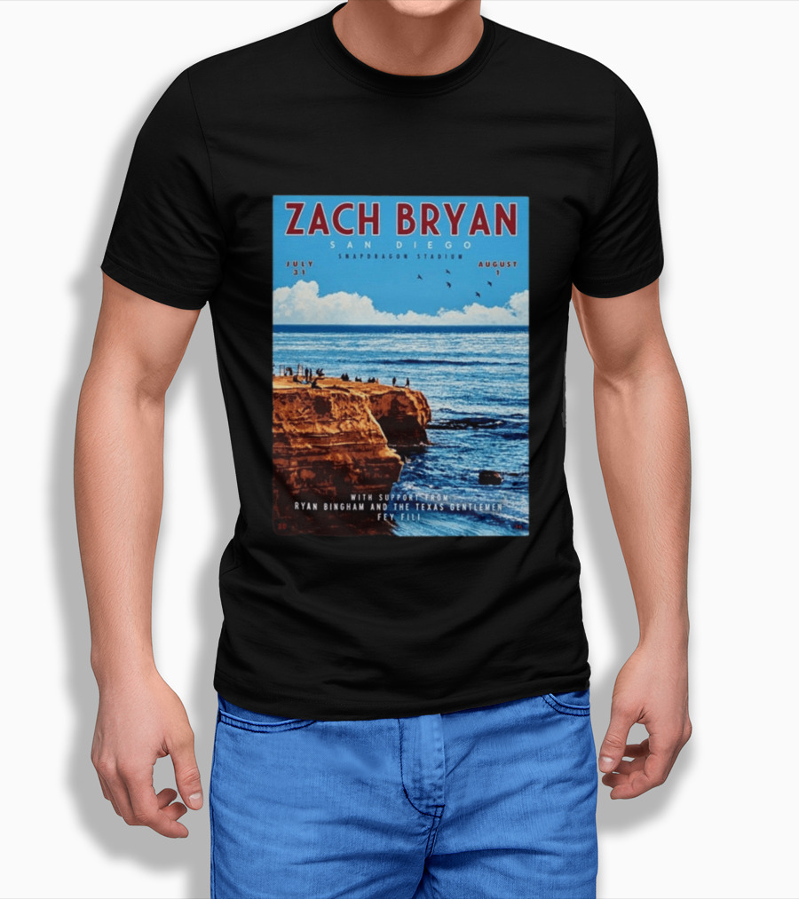 Zach Bryan San Diego Snapdragon Stadium July 31 August 1 With Support From Ryan Bingham The Texas Gentlemen Feu Fei T-Shirt