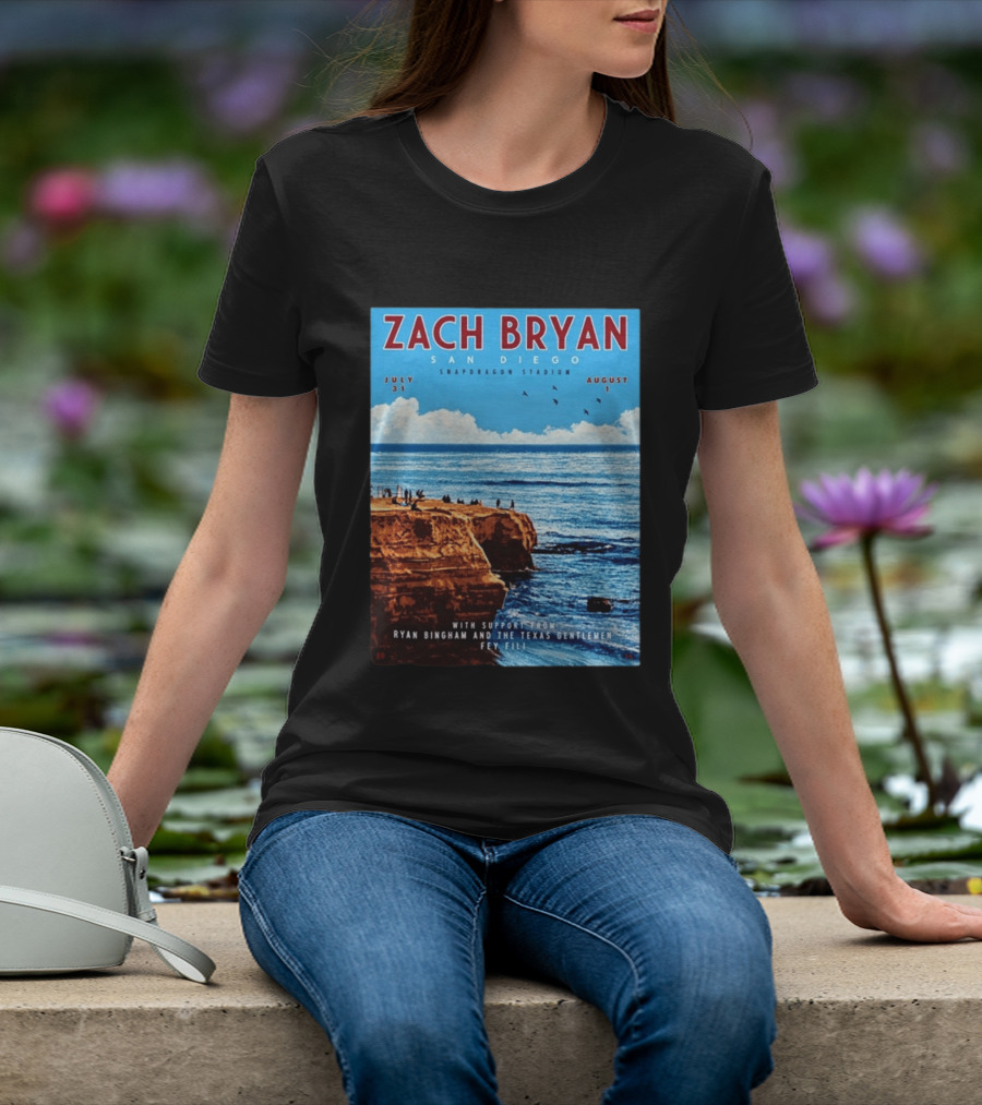 Zach Bryan San Diego Snapdragon Stadium July 31 August 1 With Support From Ryan Bingham The Texas Gentlemen Feu Fei T-Shirt
