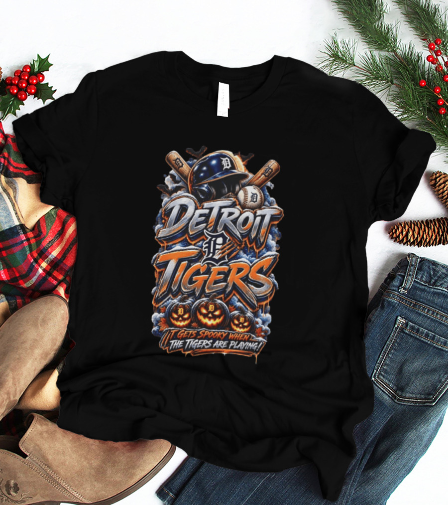 Detroit Tigers MLB Halloween Baseball Spooky Playing Time T-Shirt