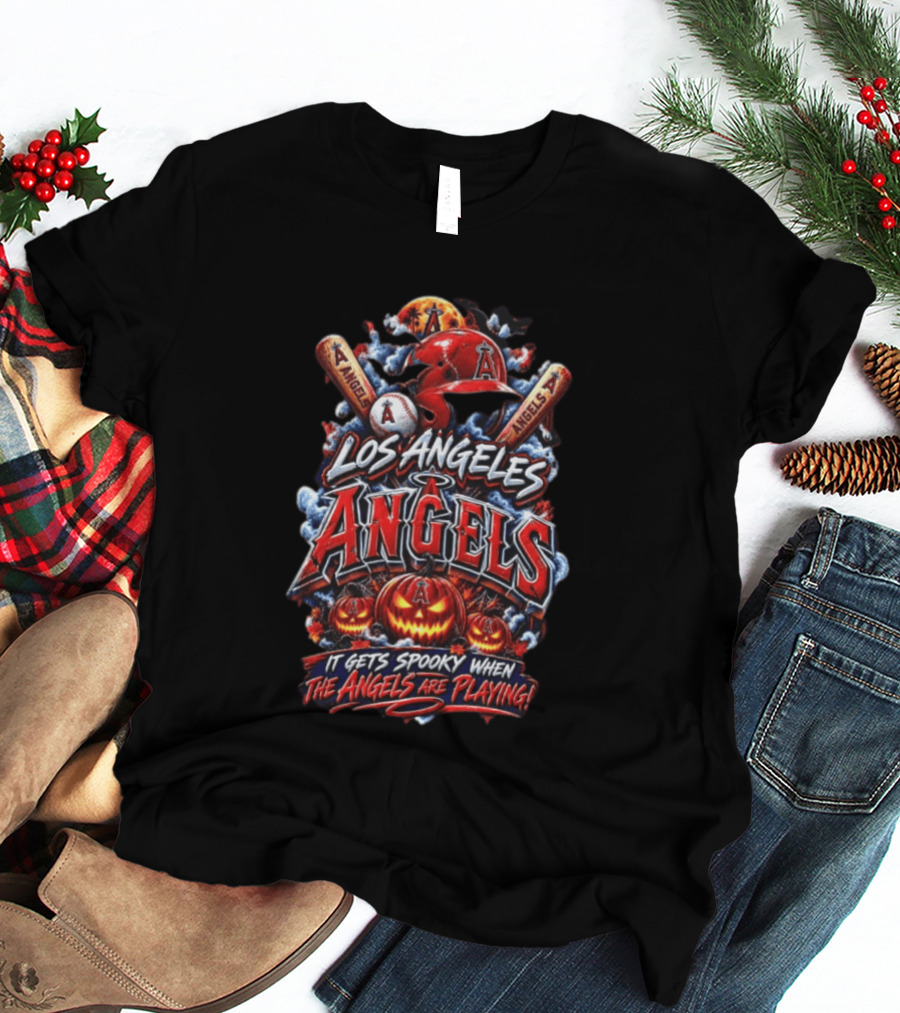 Los Angeles Angels Halloween Spooky Baseball T-Shirt