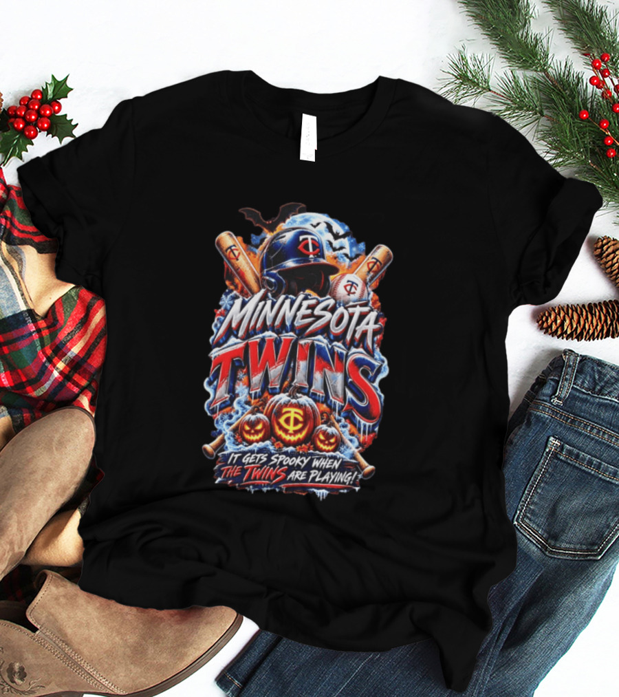 Minnesota Twins Halloween Spooky Baseball T-Shirt