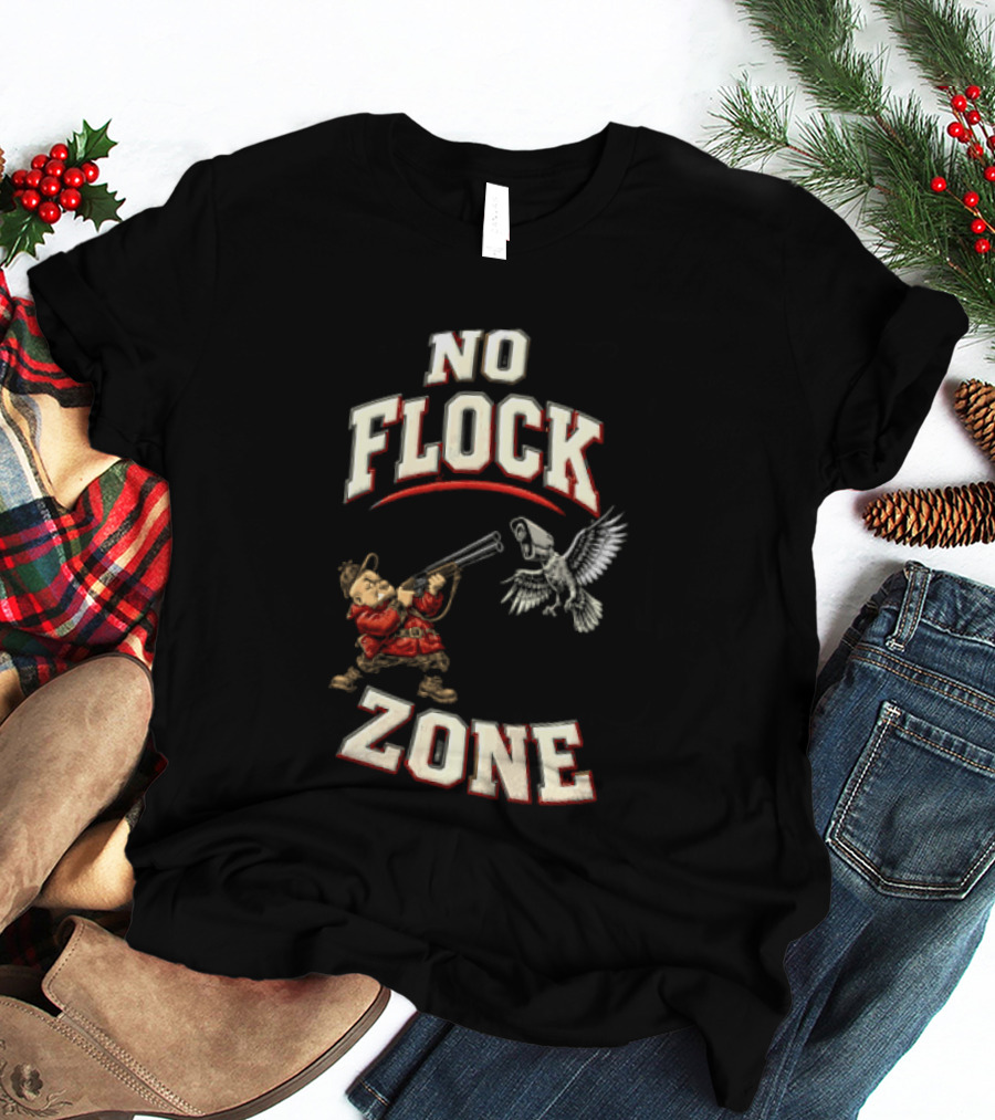 No Flock Zone Hunter With Surveillance Bird Vintage Look T-Shirt