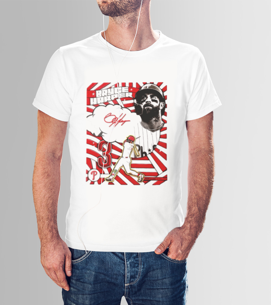 Bryce Harper Philadelphia Phillies 2026 MLB Signature Number 3 T-Shirt