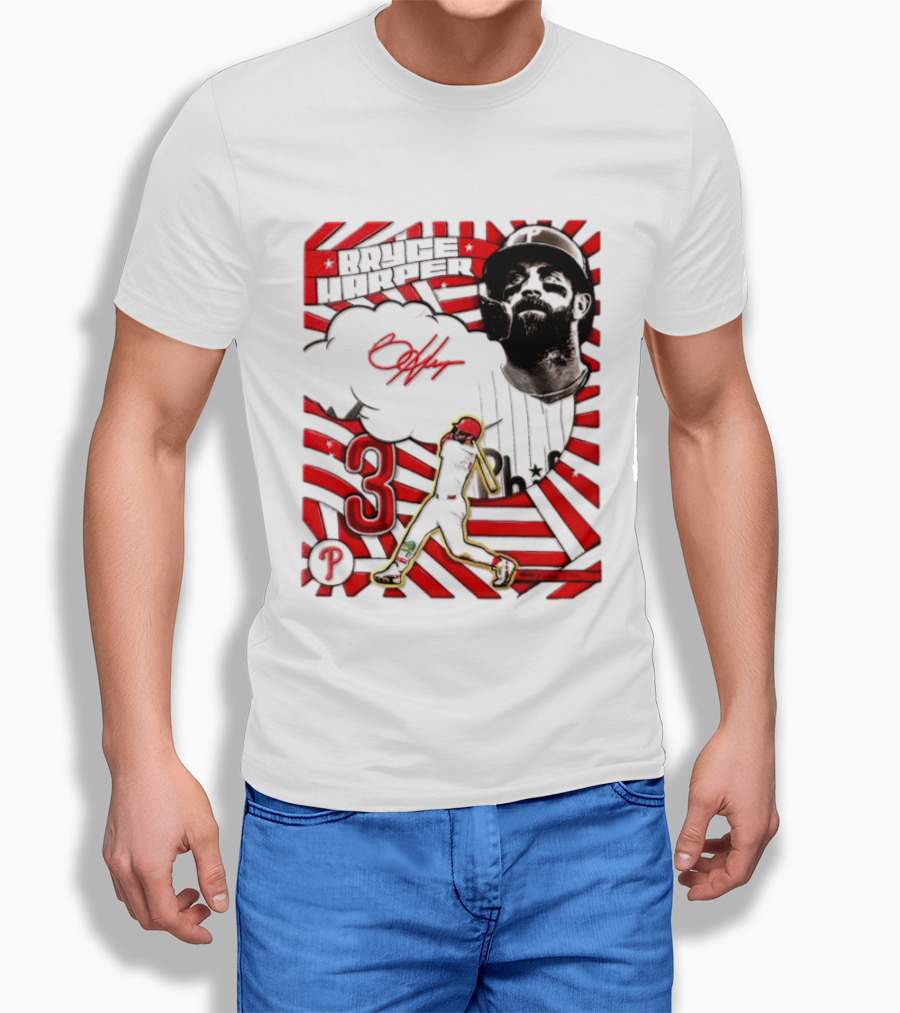 Bryce Harper Philadelphia Phillies 2026 MLB Signature Number 3 T-Shirt