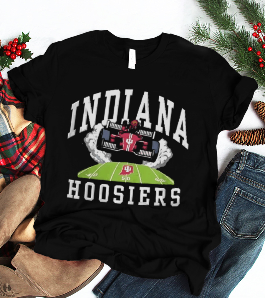 Indiana Hoosiers Race Car On Football Field NCAA Bison T-Shirt