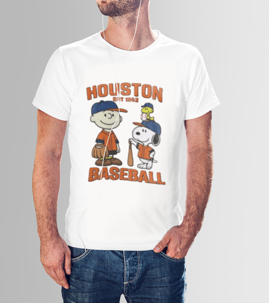 Charlie Brown Snoopy Houston Baseball Est 1962 T-Shirt