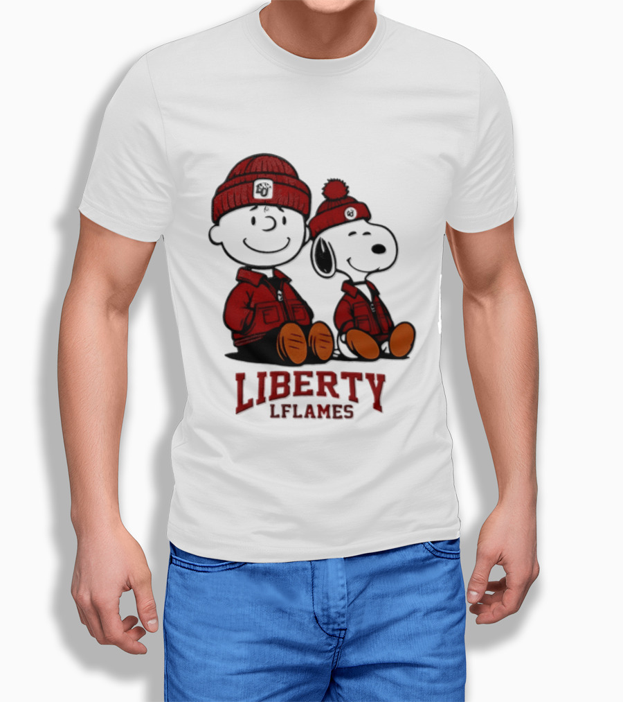 Charlie Brown Snoopy Liberty Flames NCAA Football 2026 Peanuts Collaboration T-Shirt