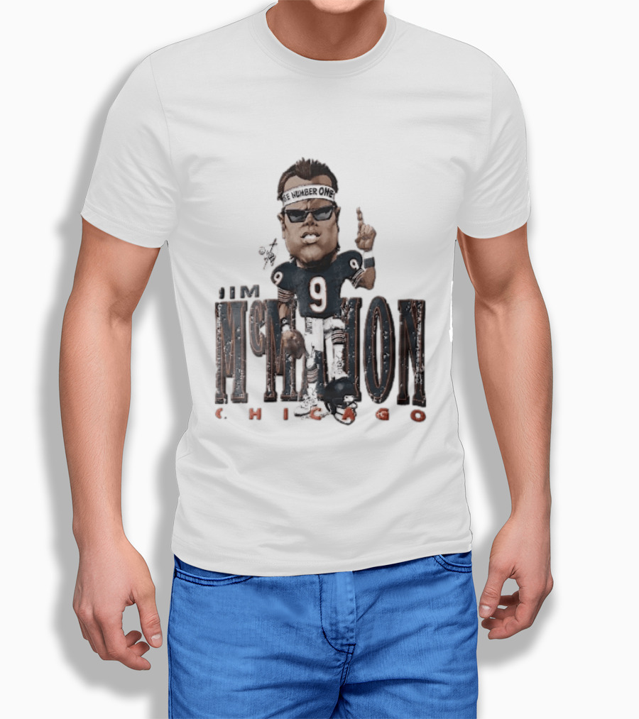 Chicago Bears Jim McMahon Were Number One Caricature Player Helmet T-Shirt