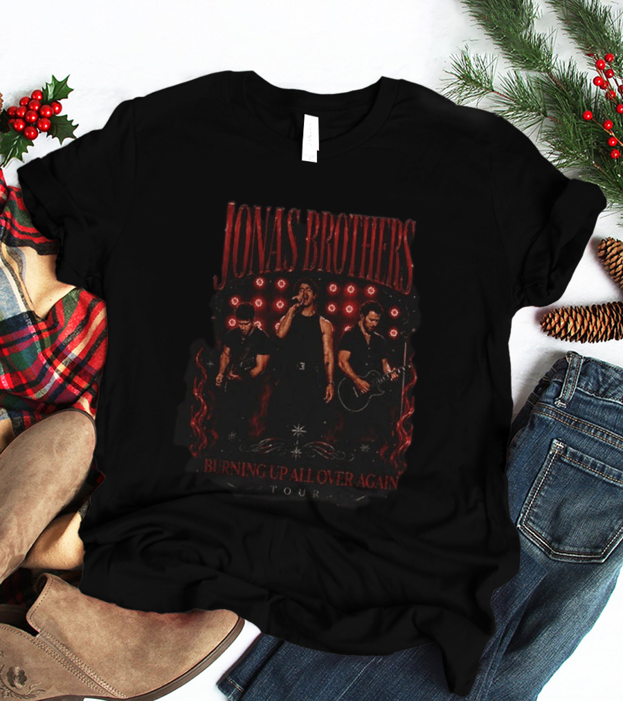 Jonas Brothers Burning Up All Over Again Tour Red Concert T-Shirt