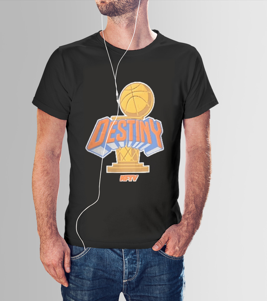 Destiny Gold Basketball Hoop Trophy Cartoon KFTV Orange Lettering T-Shirt
