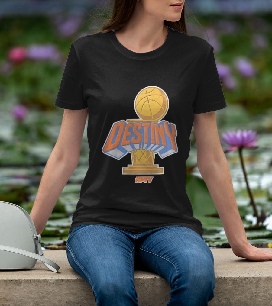 Destiny Gold Basketball Hoop Trophy Cartoon KFTV Orange Lettering T-Shirt