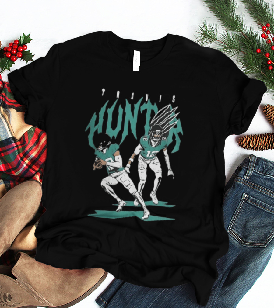 Travis Hunter Football Players Claw Marks Action Poses T-Shirt
