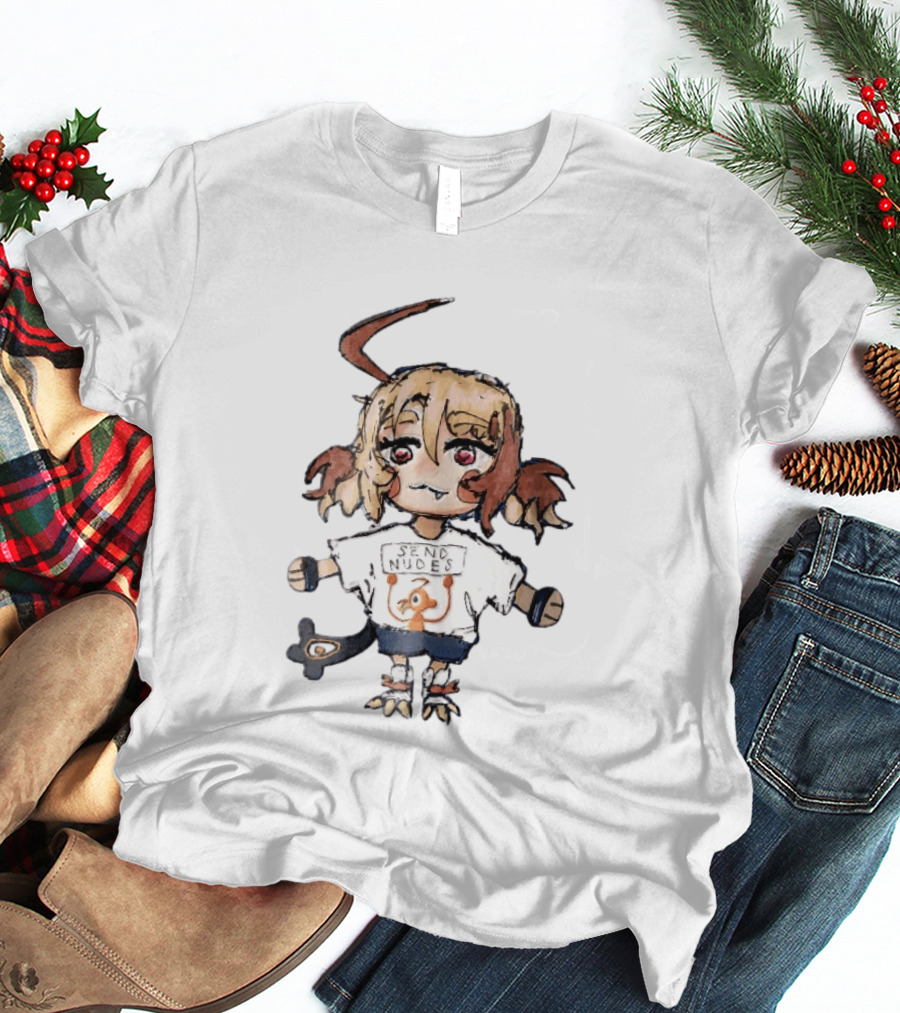 Send Nudes Chibi Anime Orange Creature Sketch T-Shirt