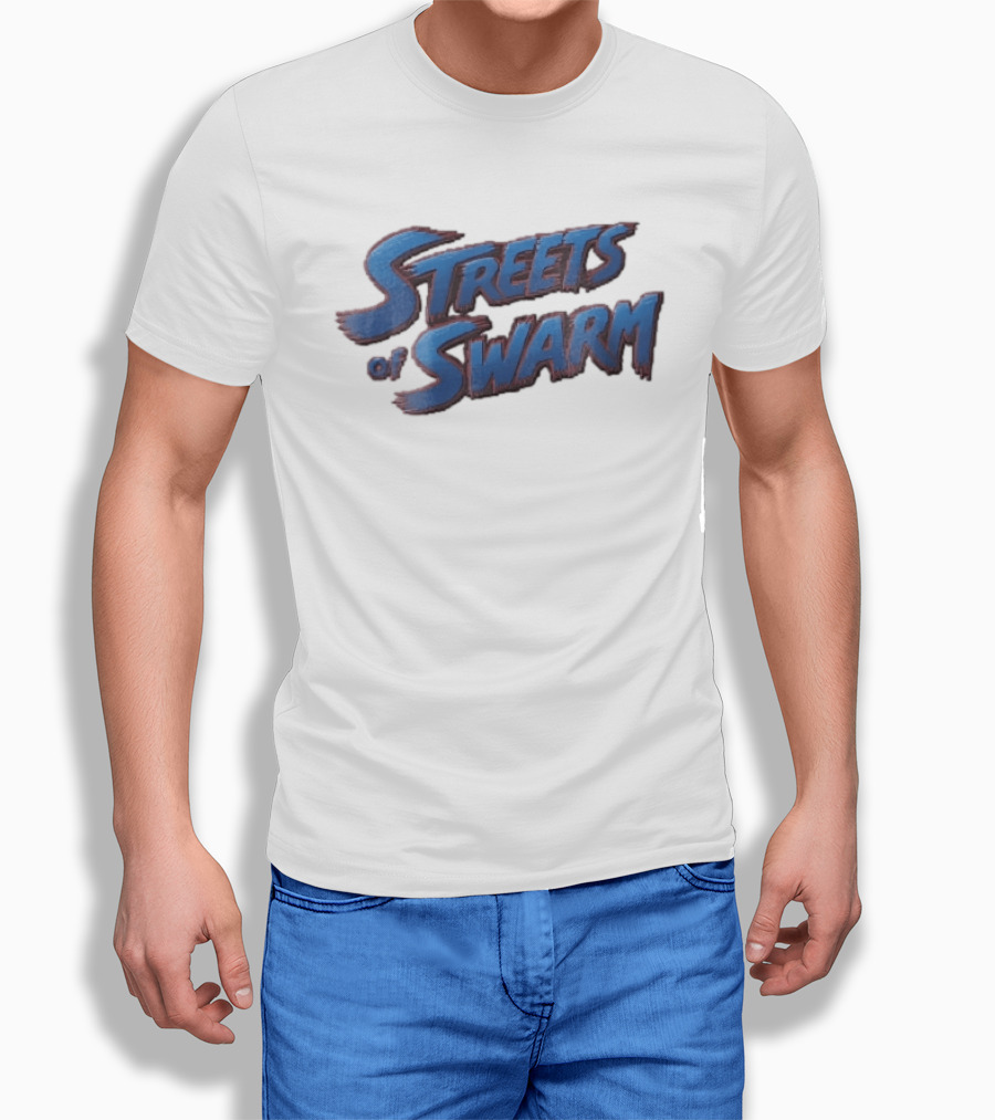Streets Of Swarm Brushstroke Arcade Title Lettering Retro Gaming T-Shirt